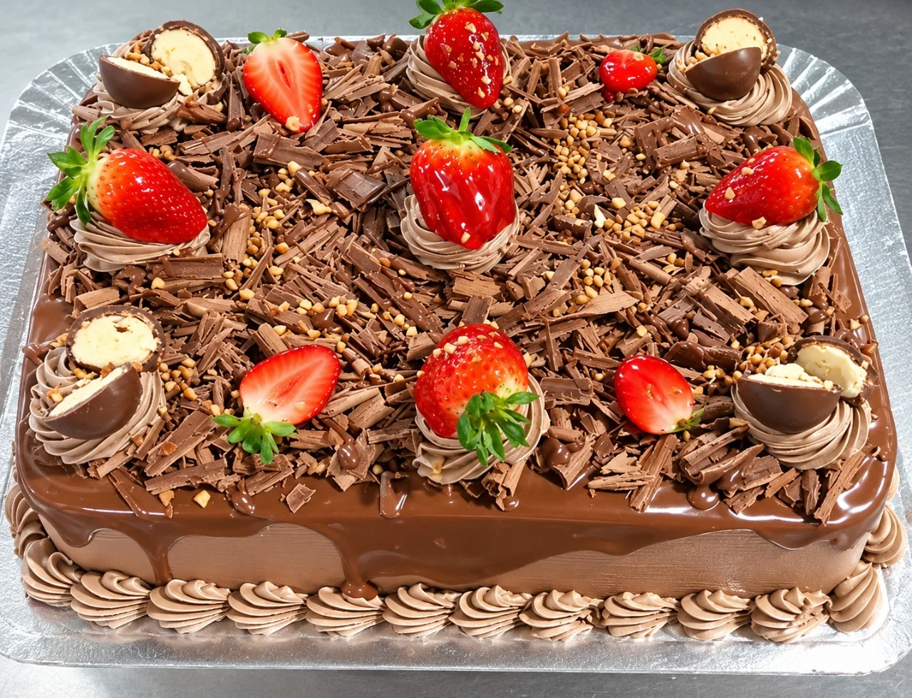 Bolo de chocolate com morangos